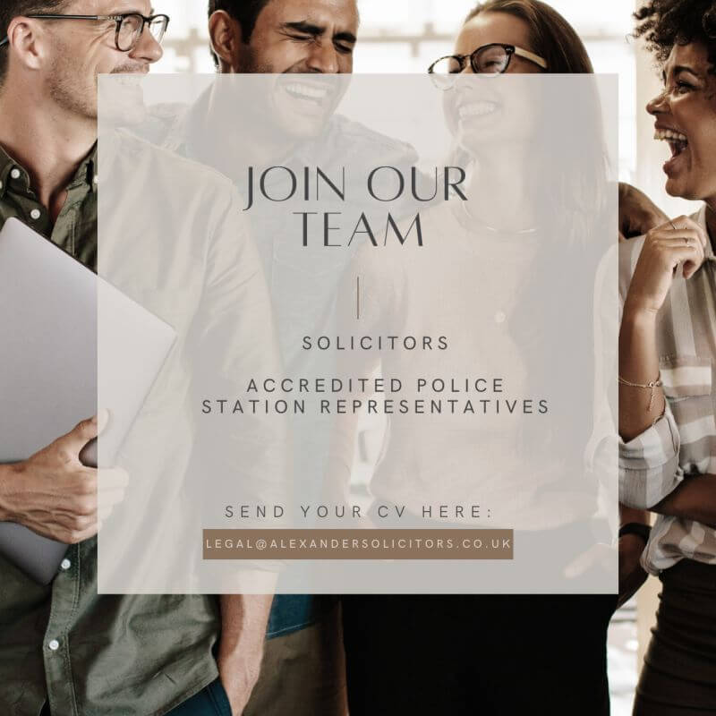 An advert to join the Alexander Bennett Solicitors team, requesting CVs to be sent to legal@alexandersolicitors.co.uk